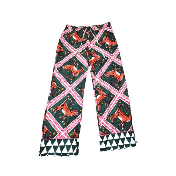 ANTHROPOLOGIE Corinne Lent Tigress Pajama Pants Sz Medium Multicolor Drawstring - Picture 8 of 8